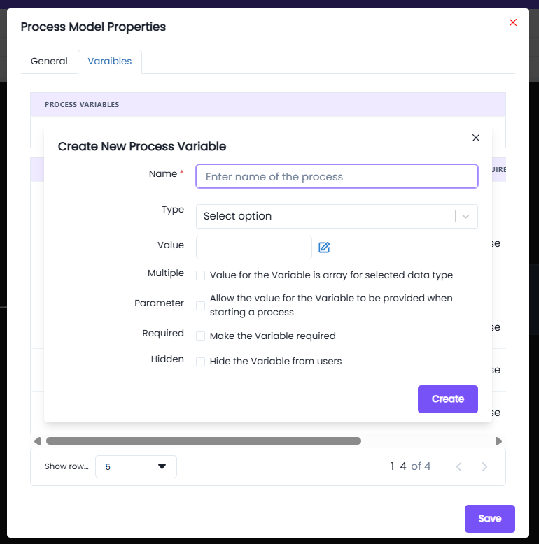 Create New Process Variable