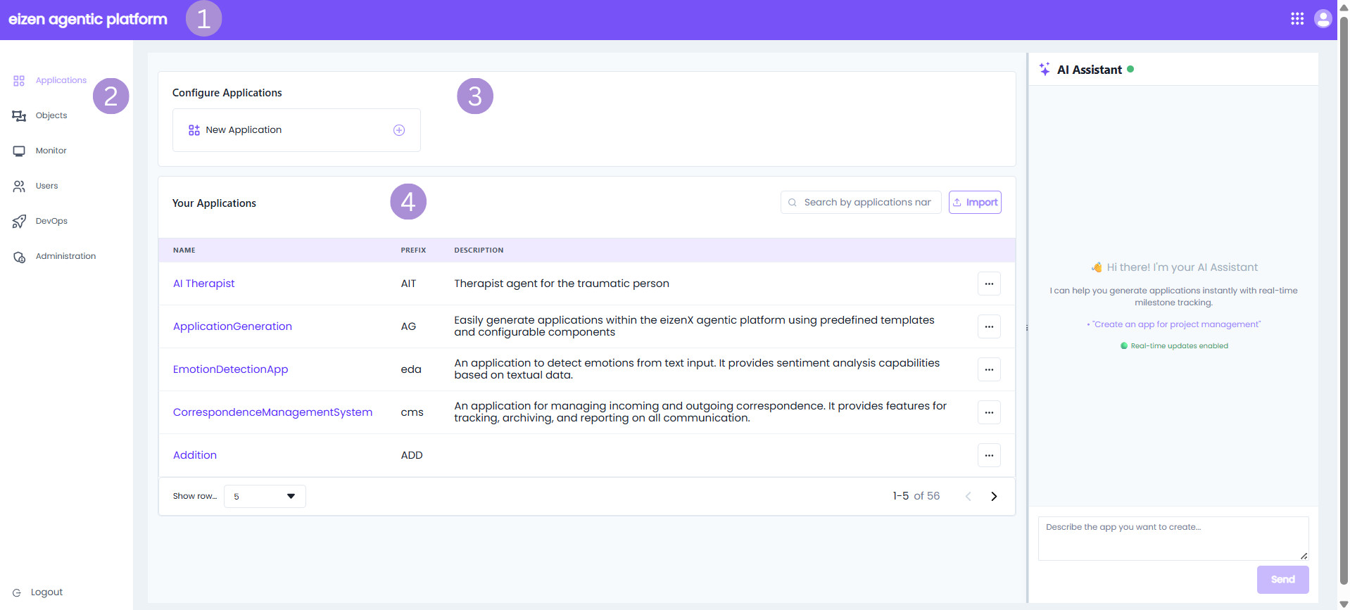 Applications View Overview