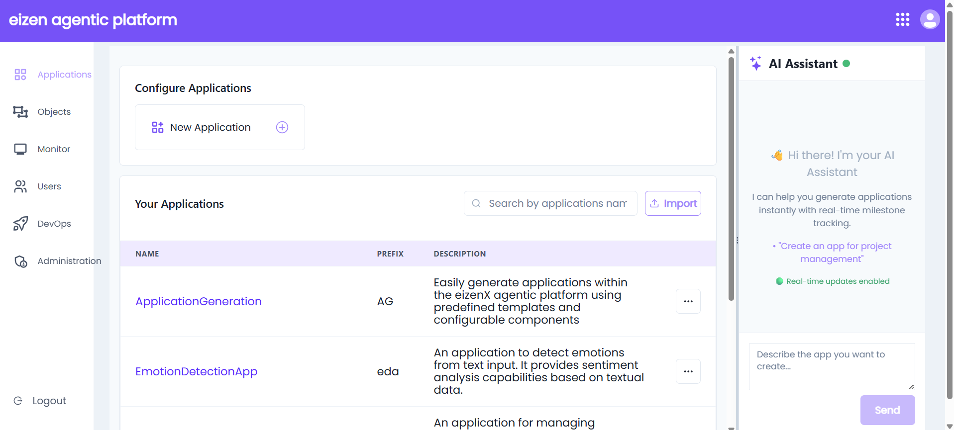 Platform overview page